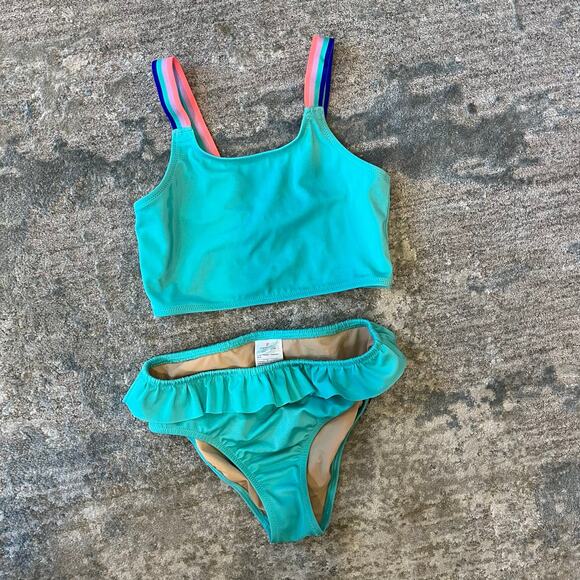Crewcuts Girls Aqua Ruffle Bikini Swimsuit Set 8 - Picture 11 of 11